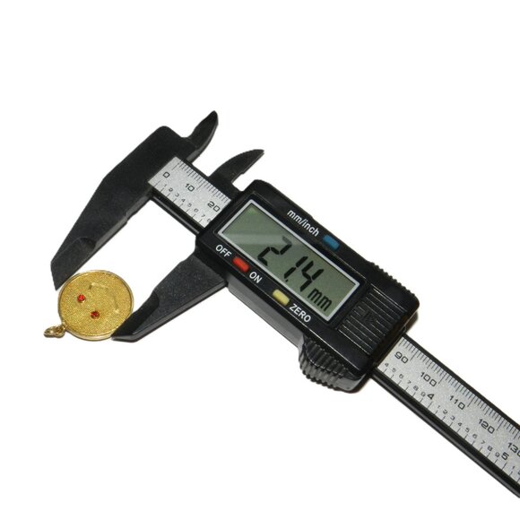 Happy Smiley Face Emoji Pendant in 14k Yellow Gold 2 Sided w Ruby - Picture 9 of 14